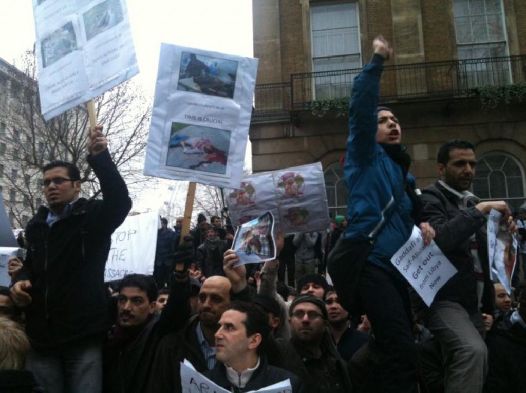 Protesters outside Downing Street