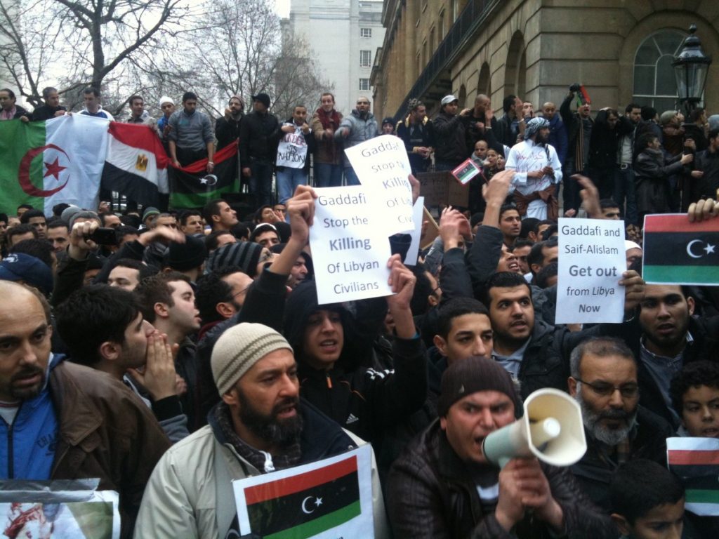 Libyan protestors in Whitehall