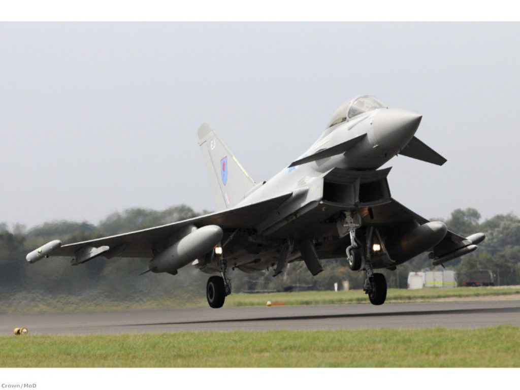 An RAF Typhoon participating in enforcing the no-fly zone over Libya