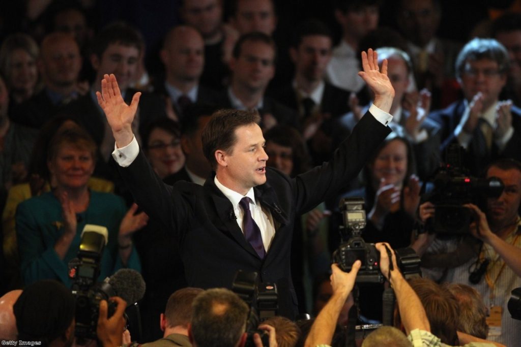 Nick Clegg addresses the party faithful