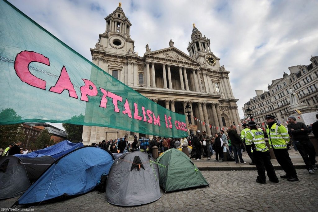 Protesters outside St Paul