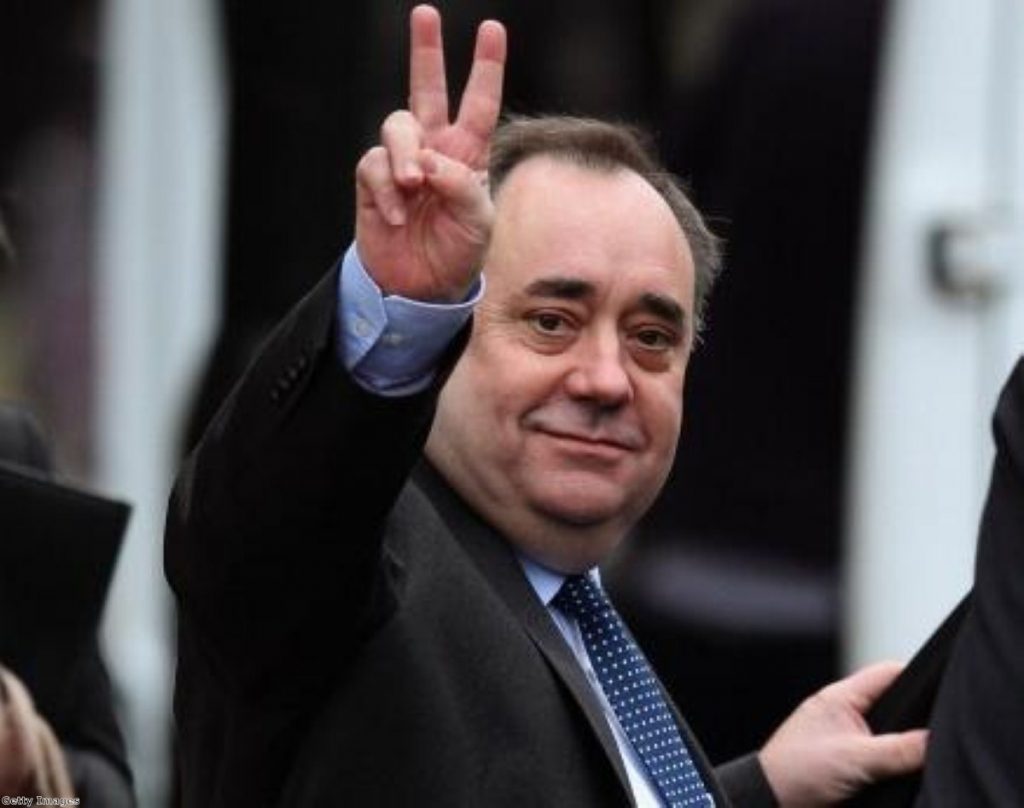 V for victory?  Shock poll puts Salmond ahead.