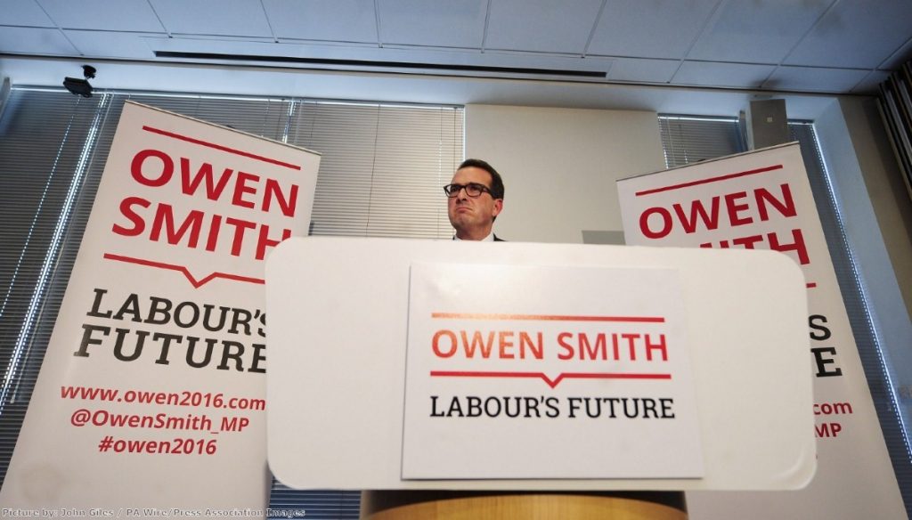 Owen Smith says he'd like to "smash" Theresa May "back on her heels"