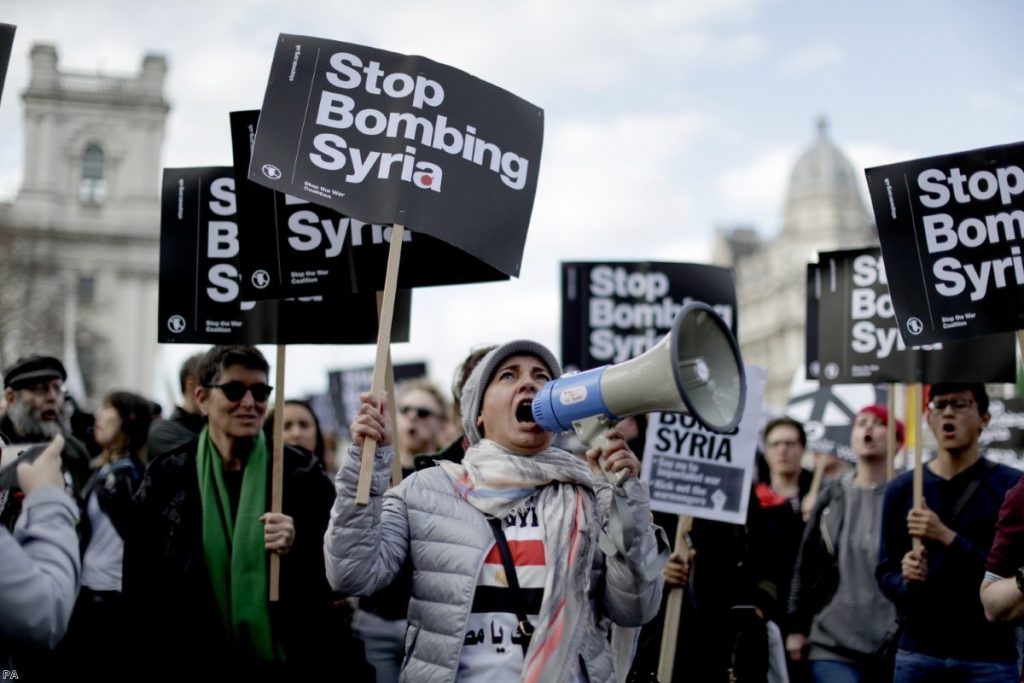 Demonstrators take part in a protest organised by the Stop the War coalition against the British government | Copyright: PA