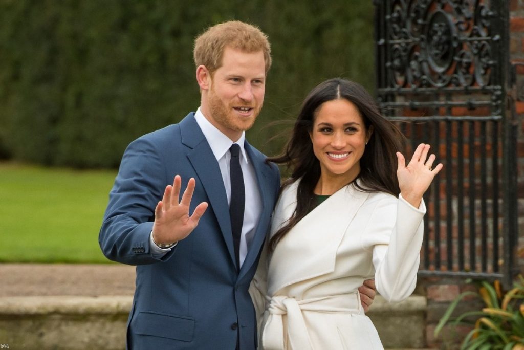 Prince Harry and Meghan Markle at Kensington Palace, London, after the announcement of their engagement. | Copyright: PA