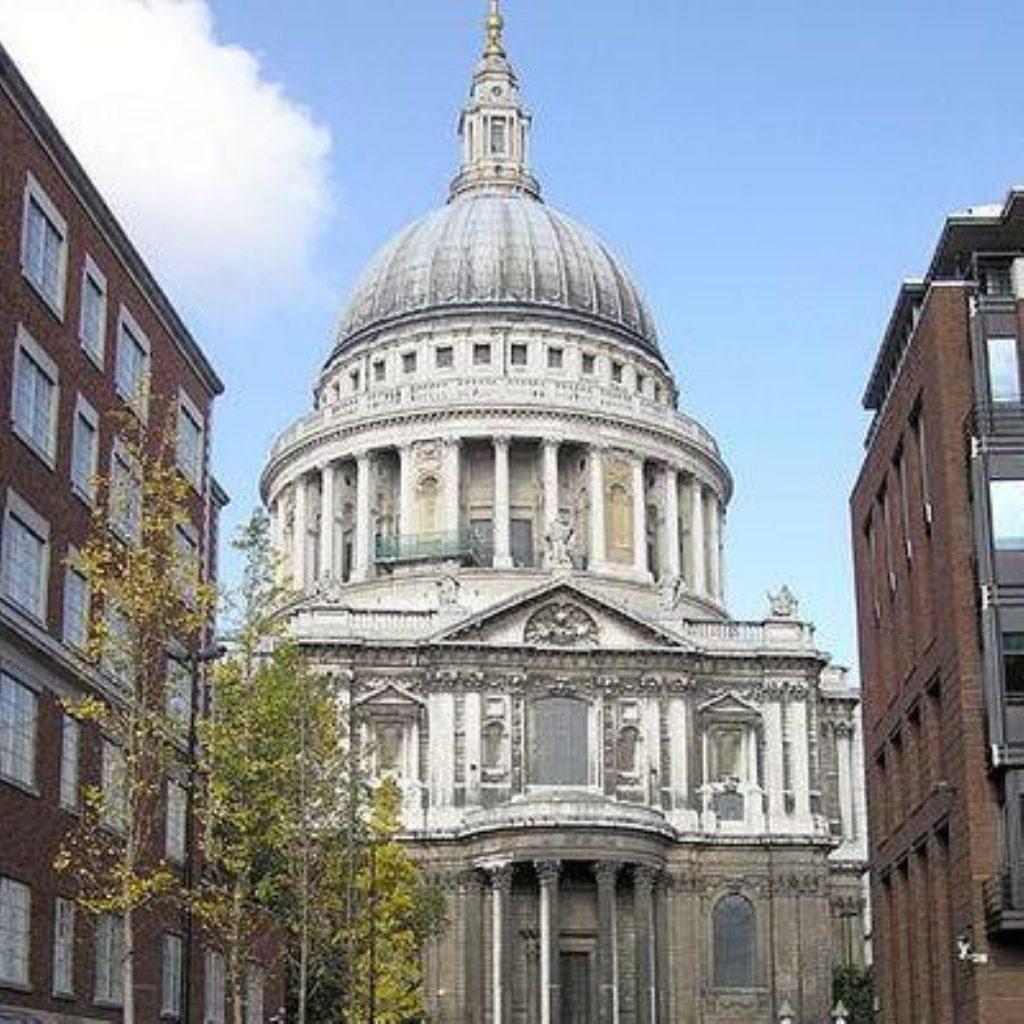 Gordon Brown addressed an audience at St Paul's Cathedral in London