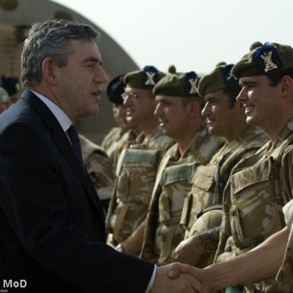 Gordon brown during a tour of Basra 