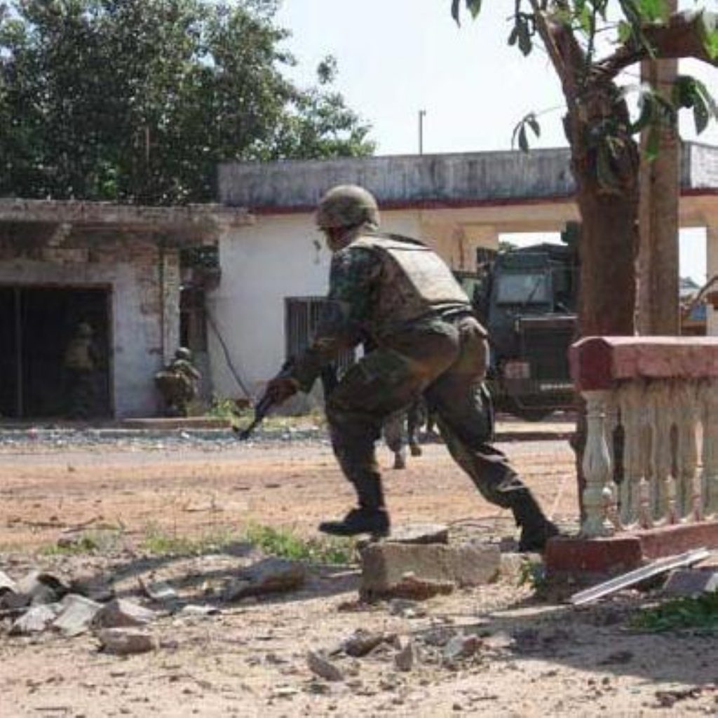 A Sri Lankan soldier during the fighting