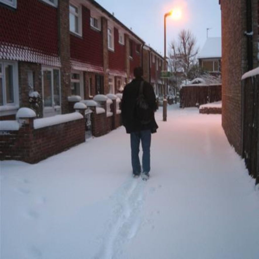 London struggles under the snow: Boris cites possible global cooling.