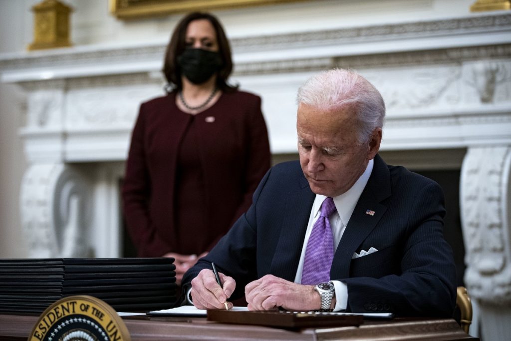 US President Joe Biden signs an executive order