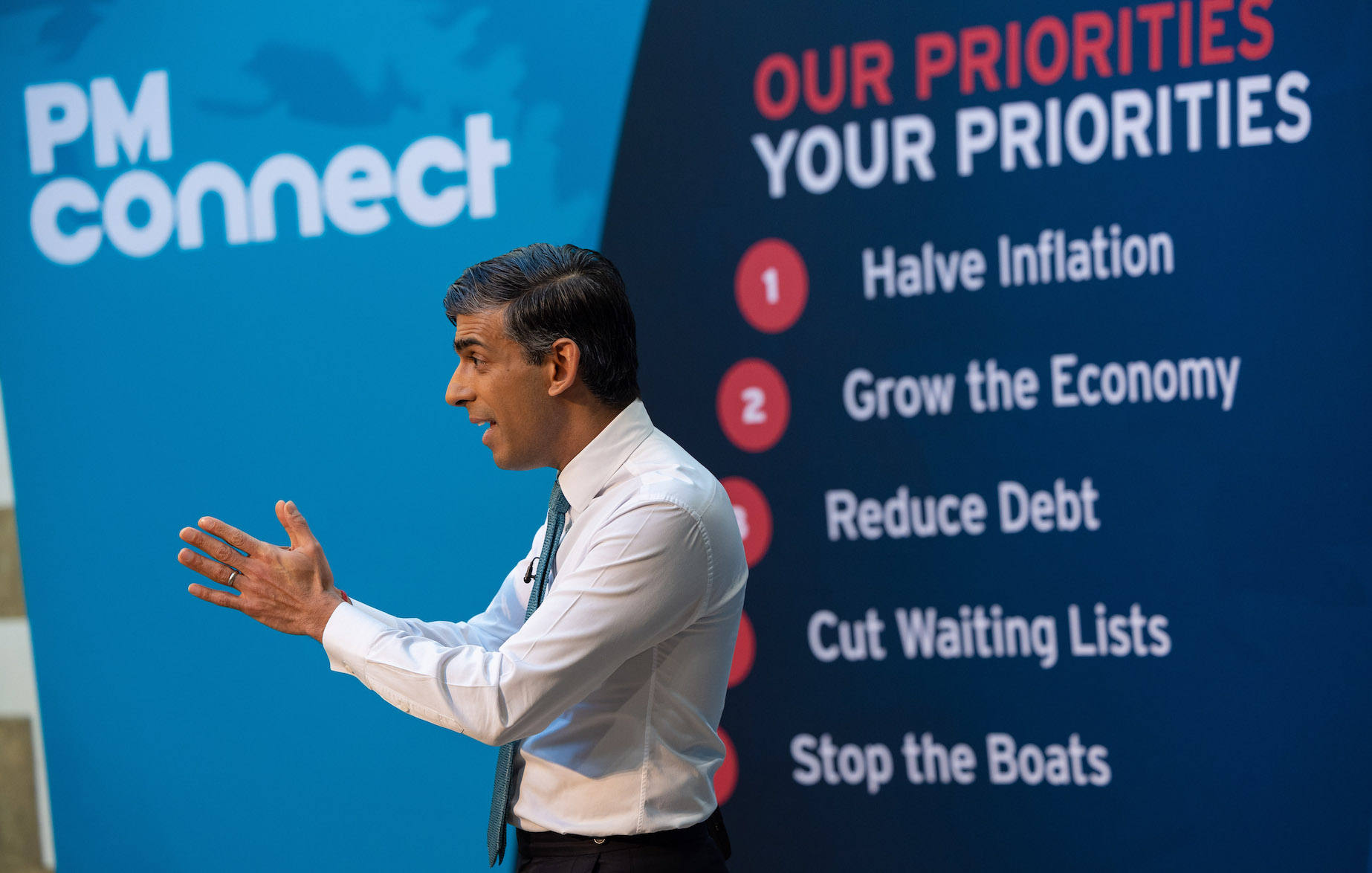 Rishi Sunak discusses his "five pledges" in a PM Connect event.